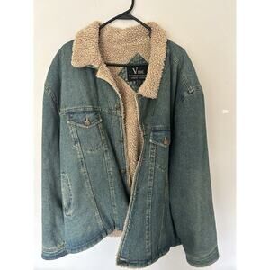 Vibe New York Coat Men’s Jean Jacket With Sherpa Lining Men’s Size xxl Vintage